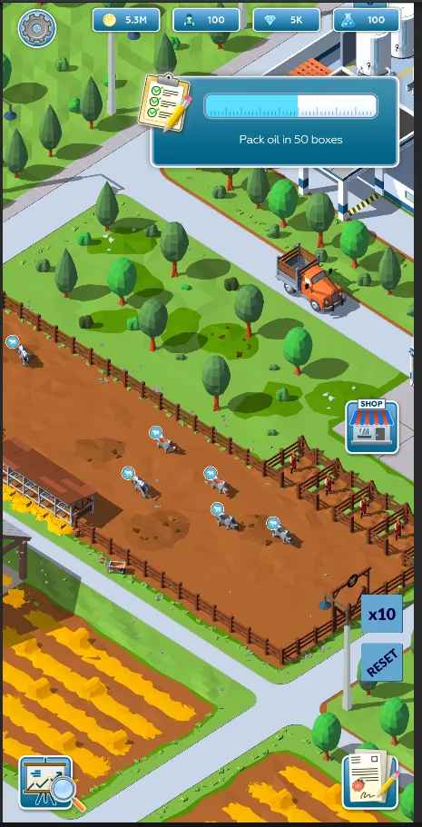 Milk Farm cowhouse and fields
