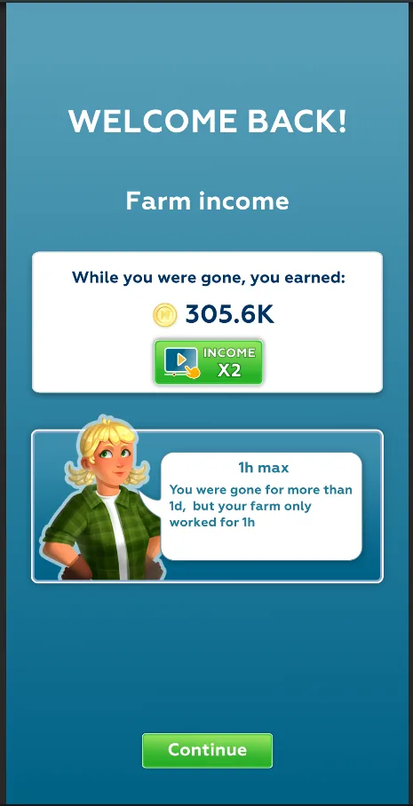 Milk Farm offline income screen