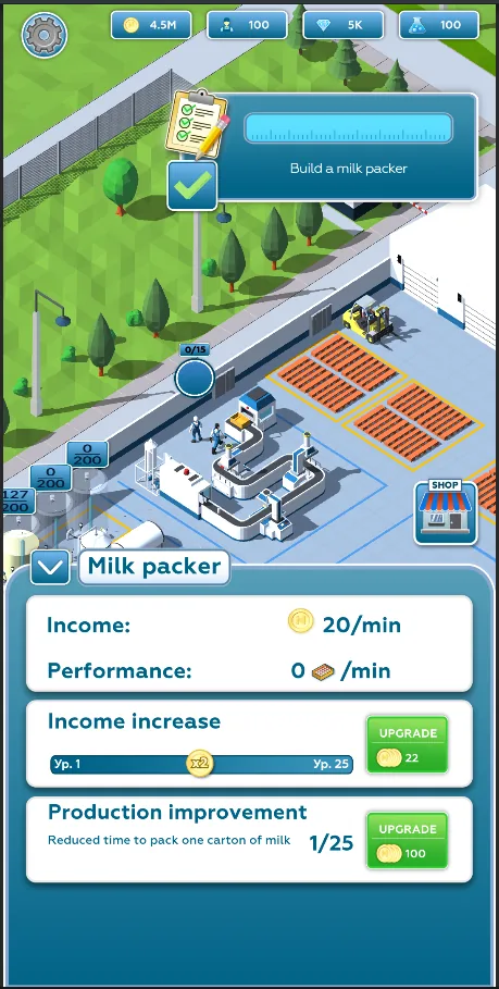 Milk packer upgrade interface
